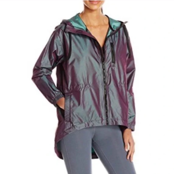PUMA WOMENS ZIP UP HOODED RAIN JACKET COAT IRIDESCENT CHAMELEON PURPLE SZ MEDIUM - Picture 1 of 6
